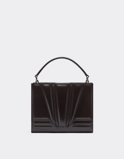 Ferrari Gt Micro Brushed Leather Tote Bag In Dark Brown