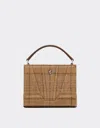 Ferrari Gt Micro Tote Bag In Wool Tartan And Suede Leather