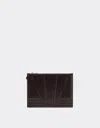 Ferrari Gt Pouch In Brushed Leather In Dark Brown