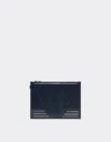 Ferrari Gt Pouch In Brushed Leather With Zip In Navy