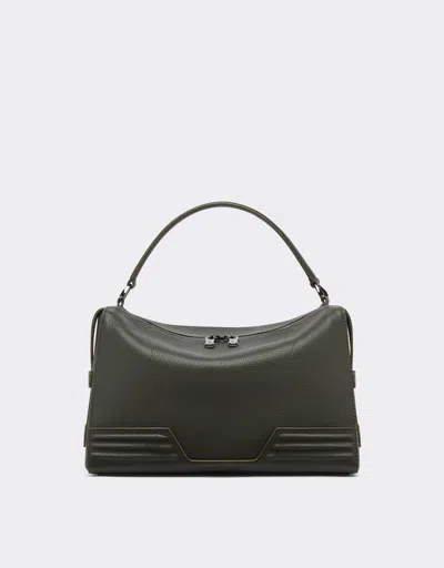 Ferrari Gt Soft Hammered Leather Mini Shoulder Bag In Army