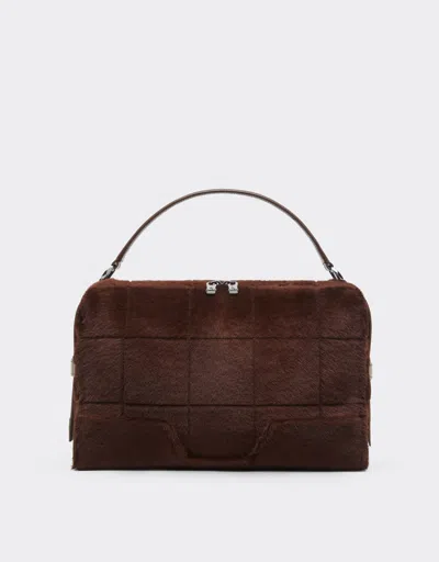 Ferrari Gt Soft Shoulder Bag In Shearling In Brown