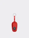 Ferrari Keyring In Glossy Leather In Burgundy