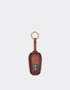 Ferrari Keyring In Gradient Leather In Brown