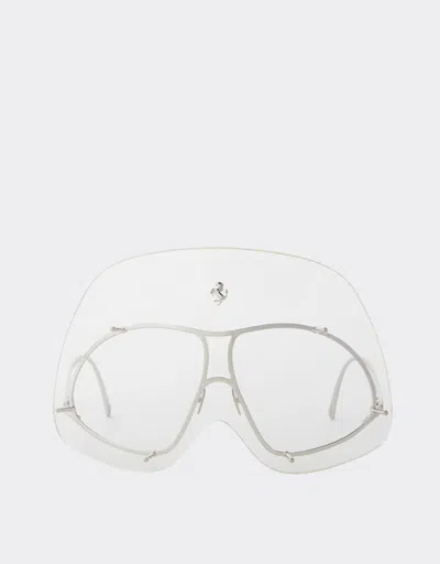 Ferrari Limited Edition Metal Sunglasses With Transparent Shield In Silver