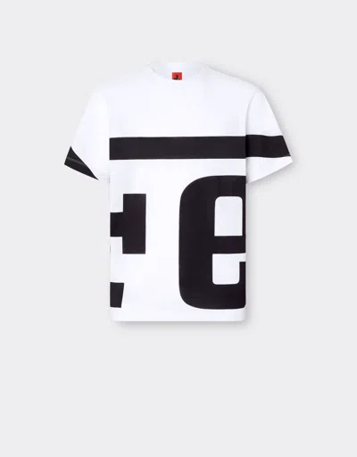 Ferrari Logo Cotton T-shirt In Optical White