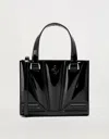 Ferrari Mini Tote Gt Bag In Glossy Patent Leather With Prancing Horse Detail In Black