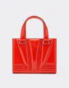 Ferrari Mini Tote Gt Bag In Glossy Patent Leather With Prancing Horse Detail In Rosso Dino