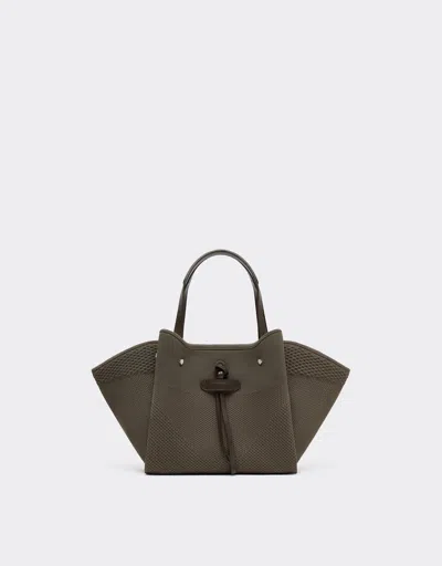 Ferrari Small Tote Bag In Mesh And Leather In Brown
