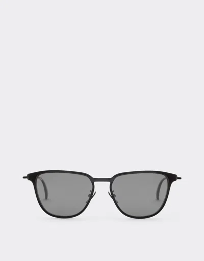 Ferrari Sunglasses In  Blackmetal  With Black Crystal Polarized Lenses