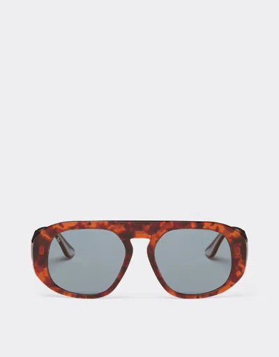 Ferrari Sunglasses In Brown Tortoiseshell Acetate With Polarised Blue Lenses