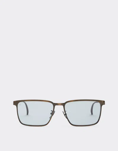 Ferrari Sunglasses In  Brushed Gray/brownmetal  With Light Gray Crystal Lenses In Black