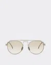 Ferrari Sunglasses In Brushed Graytitanium With Brown Gradient Lenses In Metallic