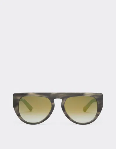 Ferrari Kids'   Sunglasses In Grey Striped Acetate With Mirror Lenses In Blu Scozia