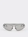 Ferrari Sunglasses In Matt Black Titanium With Silver Gradient Mirror Grey Shield In Black Matt