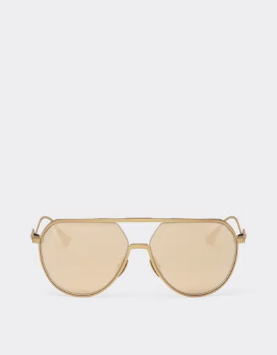 Ferrari Sunglasses In Matt Gold-tone Titanium With Gold Mirror Yellow Lenses In Satin Gold