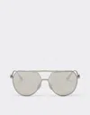 Ferrari Sunglasses In Matt Silver-tone Titanium With Silver Mirror Lenses In Ingrid