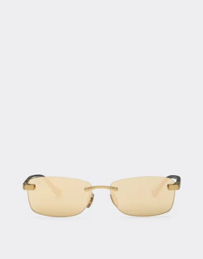 Ferrari Sunglasses In Matte Gold Titanium And Acetate With Transparent Gold Mirrored Lenses In Multi
