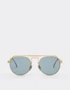 Ferrari Sunglasses In Matte Gold Titanium With Blue Lenses In Gray