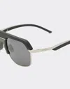 Ferrari Sunglasses In Matte Silver Metal With Gray Polarized Lenses In Black