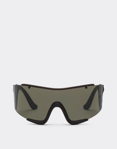 Ferrari Sunglasses In Metal And Brown Leather With A Brown Frame