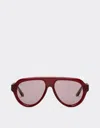 Ferrari Sunglasses In Opal Red Acetate With Gold Mirrored Violet Polarized Lenses In Red