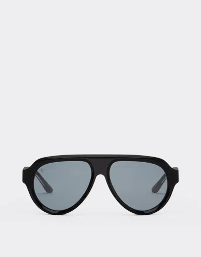 Ferrari Sunglasses In Shiny Blackacetate With Blue Lenses