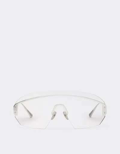 Ferrari Sunglasses In Silver-coloredmetal  With Transparent Mask