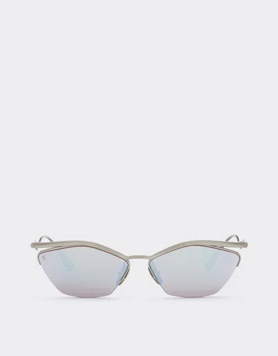 Ferrari Sunglasses In Silver-coloredtitanium With Dark Purple Mirrored Lenses In Metallic