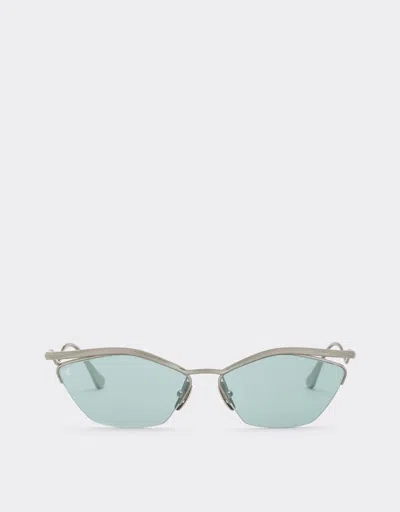 Ferrari Sunglasses In Silvertitanium With Blue Mirrored Lenses