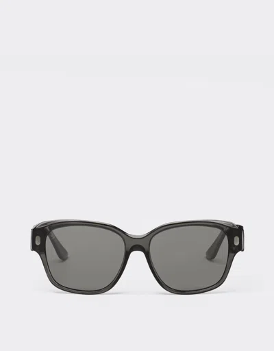 Ferrari Sunglasses In Transparent Black Acetate With Polarised Black Lenses