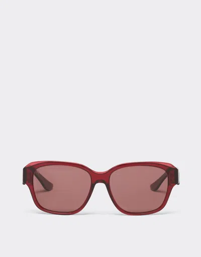 Ferrari Sunglasses In Transparent Burgundy Acetate With Polarised Purple Lenses
