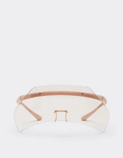 Ferrari Sunglasses Ininjected Ã¢â‚¬ëœ Ã¢â‚¬â„¢, Metal And Pink Leather With A Pink Lens Fram In Gold