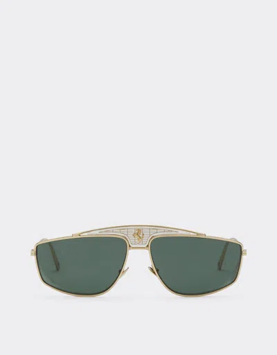 Ferrari Sunglasses With Dark Green Lenses In Metallic