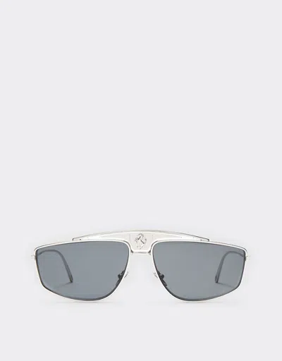 Ferrari Sunglasses With Dark Grey Lenses In Silver