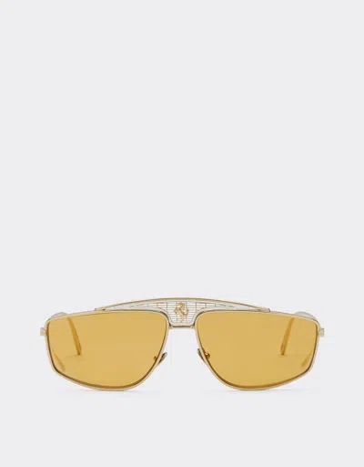 Ferrari Sunglasses With Yellow Lenses In Gold