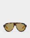 Ferrari Tortoiseshell Brownacetate Sunglasses With Green Gold Mirrored Lenses In Brown