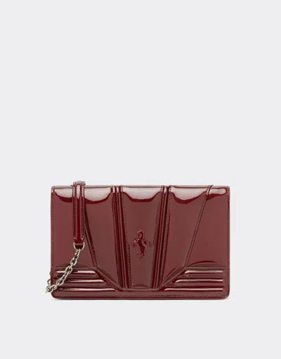 Ferrari Wallet On Chain Gt Bag In Patent Leather In Burgundy