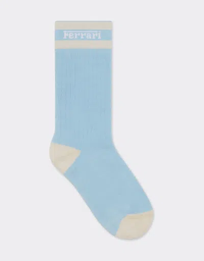 Ferrari X Charles Leclerc Contrast  Logo Socks In Blue