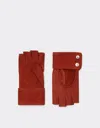 Ferrari Fingerless Gloves In Suede In Rust