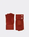 Ferrari Fingerless Gloves In Suede In Rust