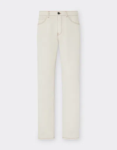 Ferrari Five-pocket Denim Trousers In Ecru