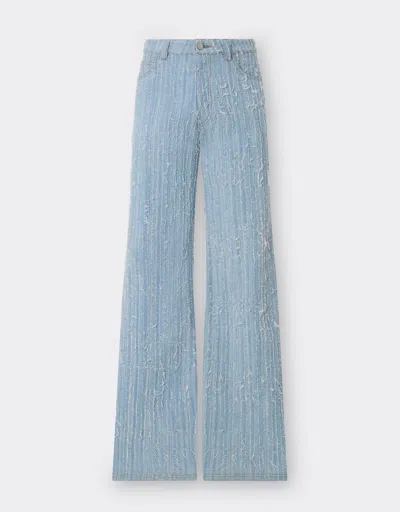 Ferrari Five-pocket Trousers In Frayed Faded Denim In Light Denim