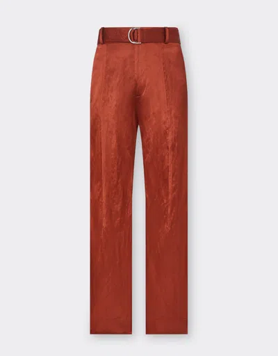 Ferrari Fluid Chino With Belt Crinkle Satin In Rust