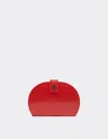 Ferrari Foldable Card Holder In Glossy Brushed Leather In Rosso Dino