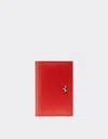Ferrari Foldable Card Holder In Smooth Leather In Rosso Dino