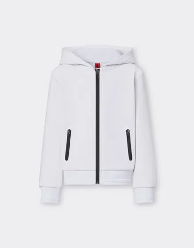Ferrari French Terry Sweatshirt With Hood And Zip In Optical White