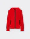 Ferrari French Terry Sweatshirt With Hood And Zip In Rosso Corsa