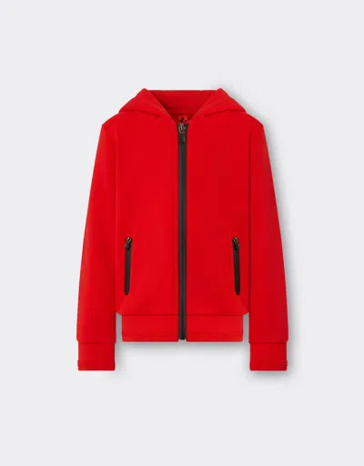 Ferrari French Terry Sweatshirt With Hood And Zip In Rosso Corsa