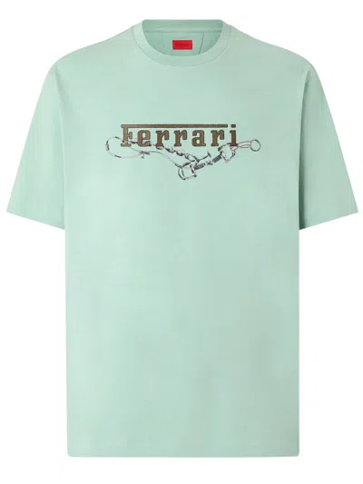 Ferrari Cotton T-shirt With  Embroidery In Green